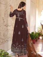 Dark Coffee Faux Georgette Designer Salwar Kameez